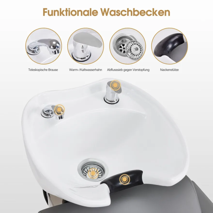 BarberPub Friseurstuhl mit Waschbecken 8611