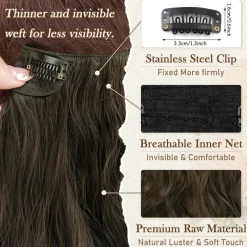 Barsdar Clip in Haarverlängerungen 30cm Braun Wellige Extensions 6PCs