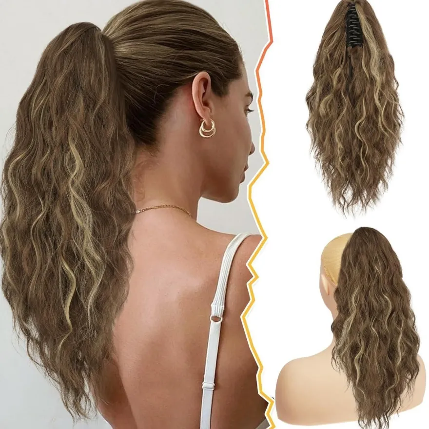 Barsdar Klauen Clip Pferdeschwanz 45cm Lockige Wellige Haarverlängerung