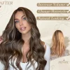 Barsdar Lange Wellige Blond Highlight Perücke 66cm Mittelscheitel Lockig