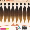 Barsdar Pre Stretched Braiding Haare, 66cm, 8 Packs Ombre Haarverlängerungen