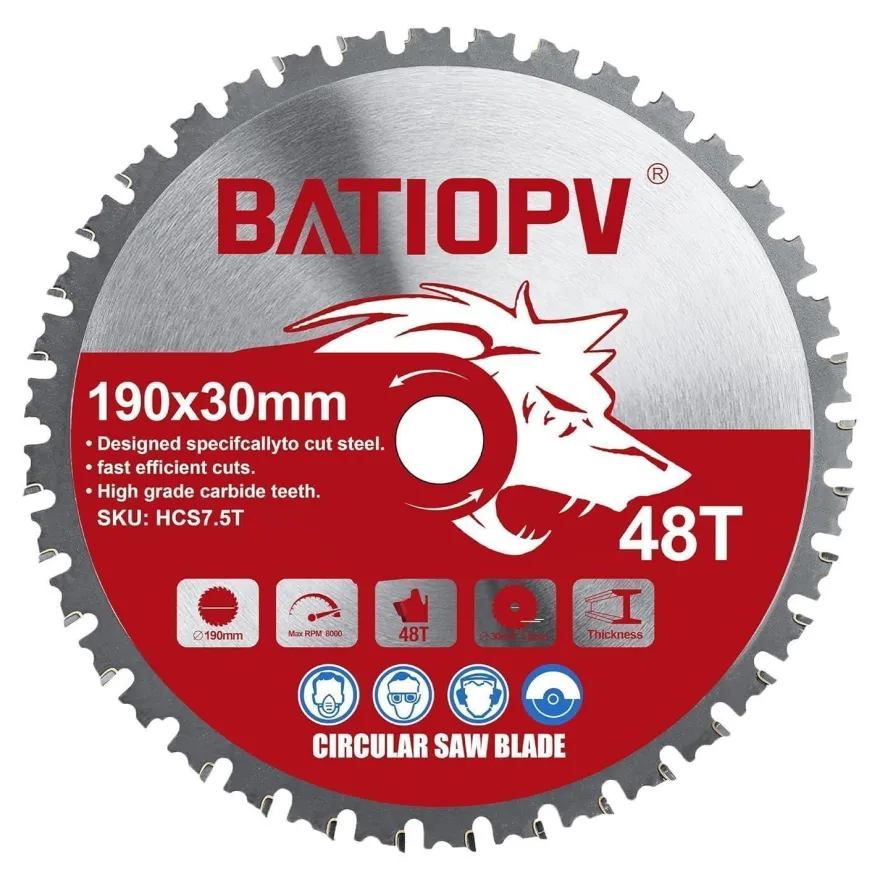 Batiopv Kreissägeblatt 190x30mm HM für Metall, Stahl, Aluminium, Kunststoff