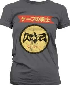 Batman Japanese Retro Logo Girly Tee Damen T-Shirt Dark-Grey