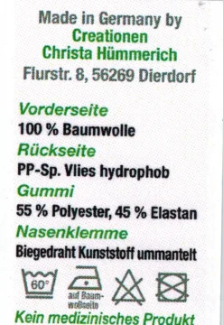 Baumwollmaske in ORANGE mit zertifiziertem Innenvlies - TEAM Niederlande - 15781 + Gr