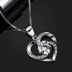 B. Catcher Damen Halskette 925 Sterling Silber Herz Anhänger Zirkonia 45cm