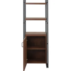 Bücherregal HWC-A27, Regal Standregal, Staufach mit Tür 3D-Struktur Wildeiche-Optik