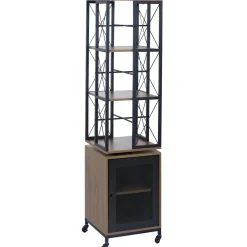 Bücherregal HWC-P13, Rollen drehbar Tür, Industrial Melamin MVG 162x40x42cm