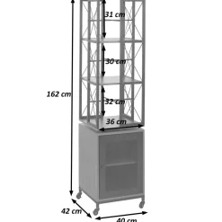 Bücherregal HWC-P13, Rollen drehbar Tür, Industrial Melamin MVG 162x40x42cm