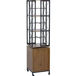 Bücherregal HWC-P13, Rollen drehbar Tür, Industrial Melamin MVG 162x40x42cm