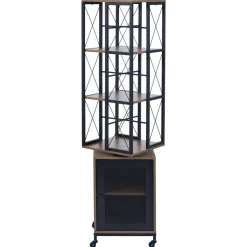 Bücherregal HWC-P13, Rollen drehbar Tür, Industrial Melamin MVG 162x40x42cm