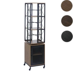 Bücherregal HWC-P13, Rollen drehbar Tür, Industrial Melamin MVG 162x40x42cm