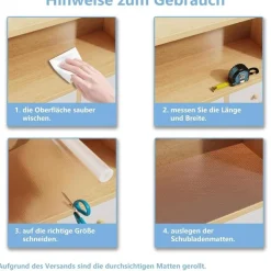Bäcker & Lecker Schubladenmatte Antirutschmatte Küche, 4 Rollen à 30 x 200 cm