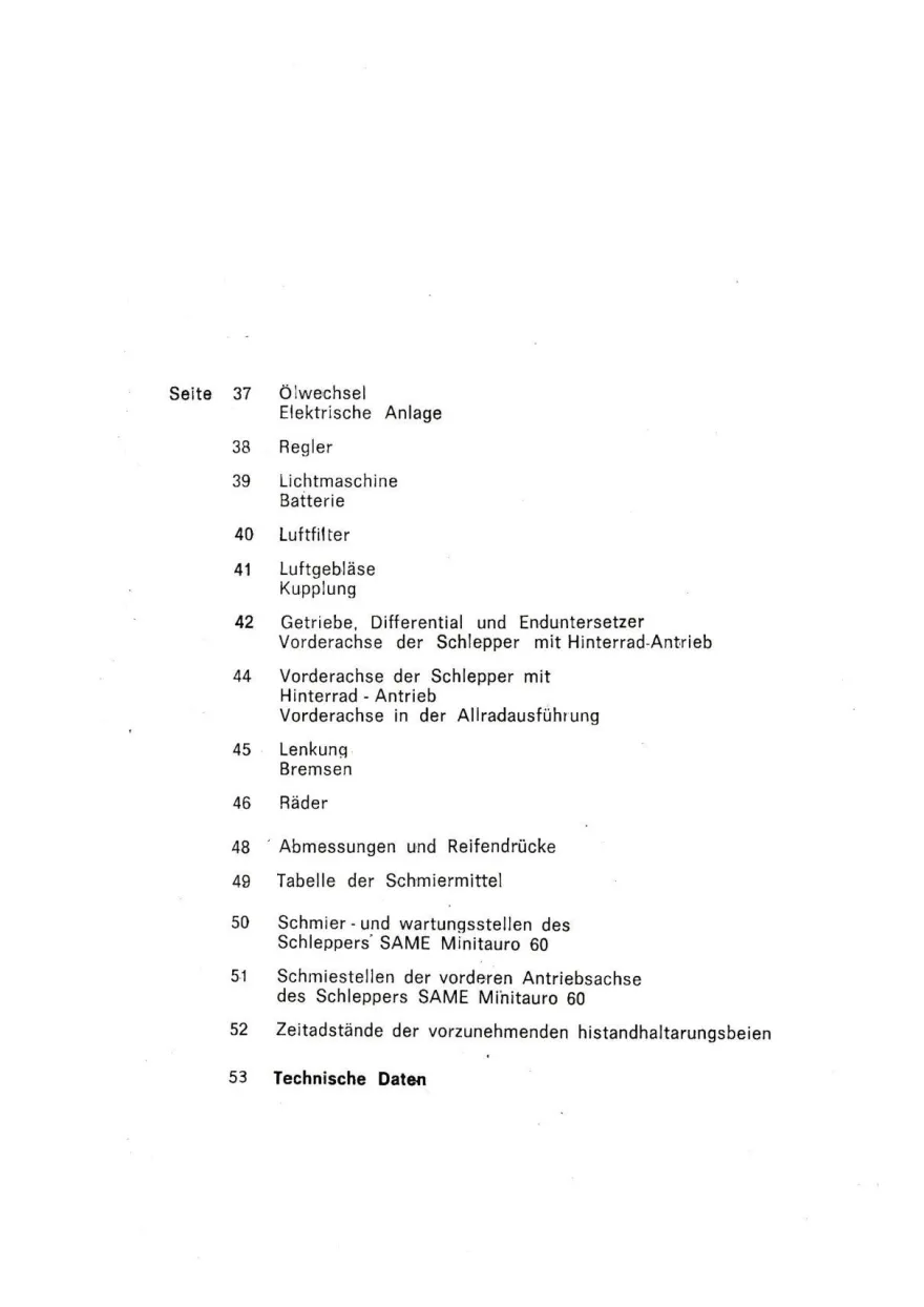 Bedienung und Wartung für den Same Minitauro 60 Schlepper