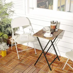 Beistelltisch Klappbar Tablett Tisch TV Tray Industriestil Dunkelbraun-Schwarz