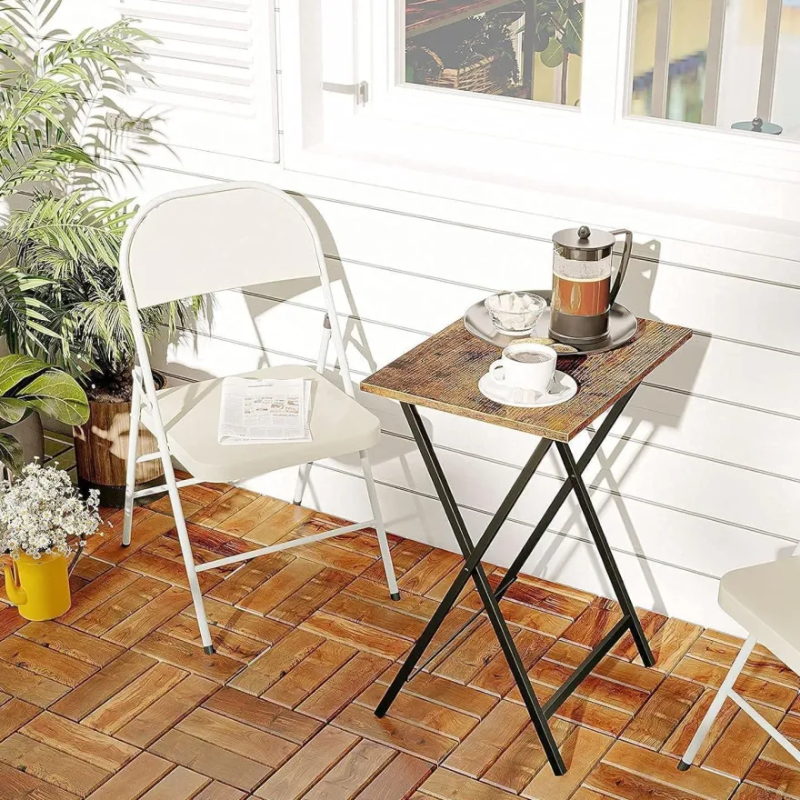 Beistelltisch Klappbar Tablett Tisch TV Tray Industriestil Dunkelbraun-Schwarz