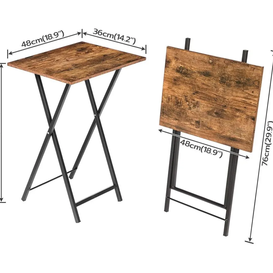 Beistelltisch Klappbar Tablett Tisch TV Tray Industriestil Dunkelbraun-Schwarz