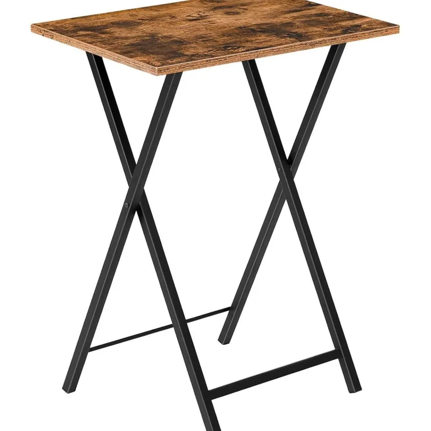 Beistelltisch Klappbar Tablett Tisch TV Tray Industriestil Dunkelbraun-Schwarz