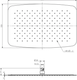 Beitz & Walz Aqvagreen Kopfbrause 550 x 350 x 2 mm / chrom