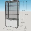 beleuchtete Alu Glasvitrine QM abschließbar & Unterschrank 100 x 50 cm Spiegel