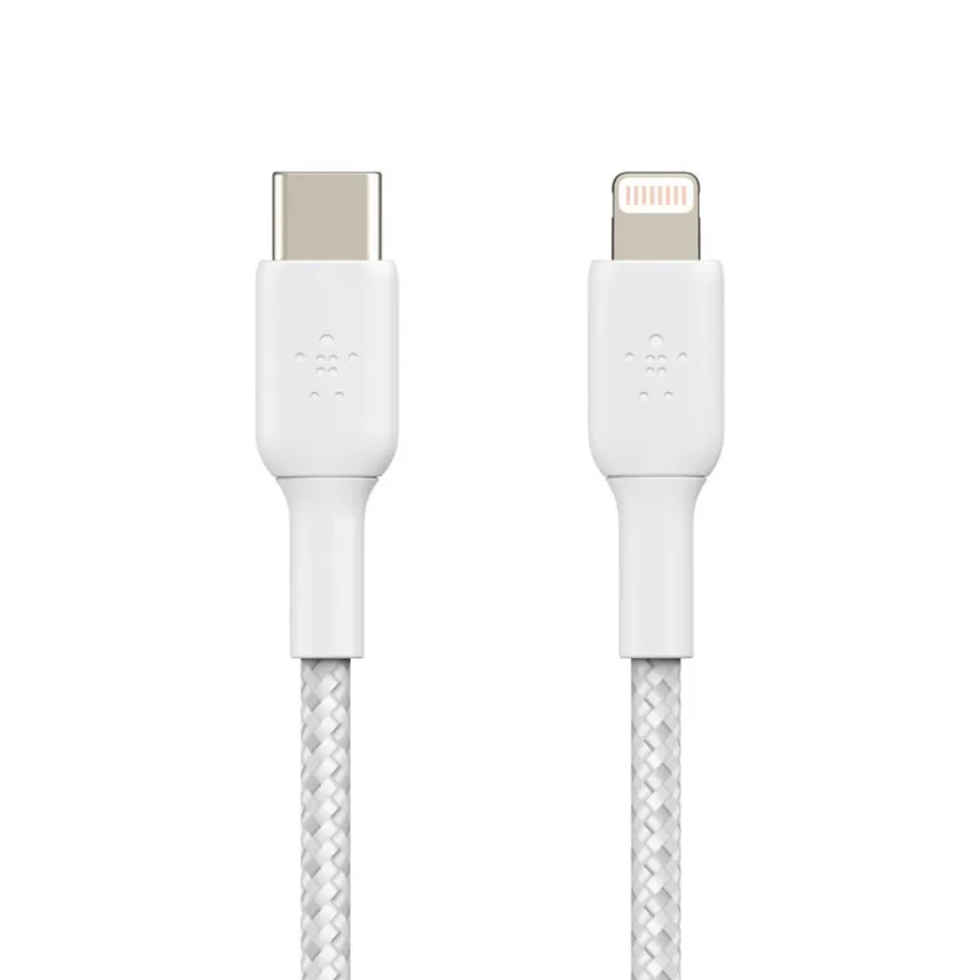 Belkin Lightning/USB-C Kabel ummantelt mfi 2m weiß