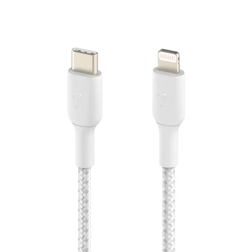 Belkin Lightning/USB-C Kabel ummantelt mfi 2m weiß