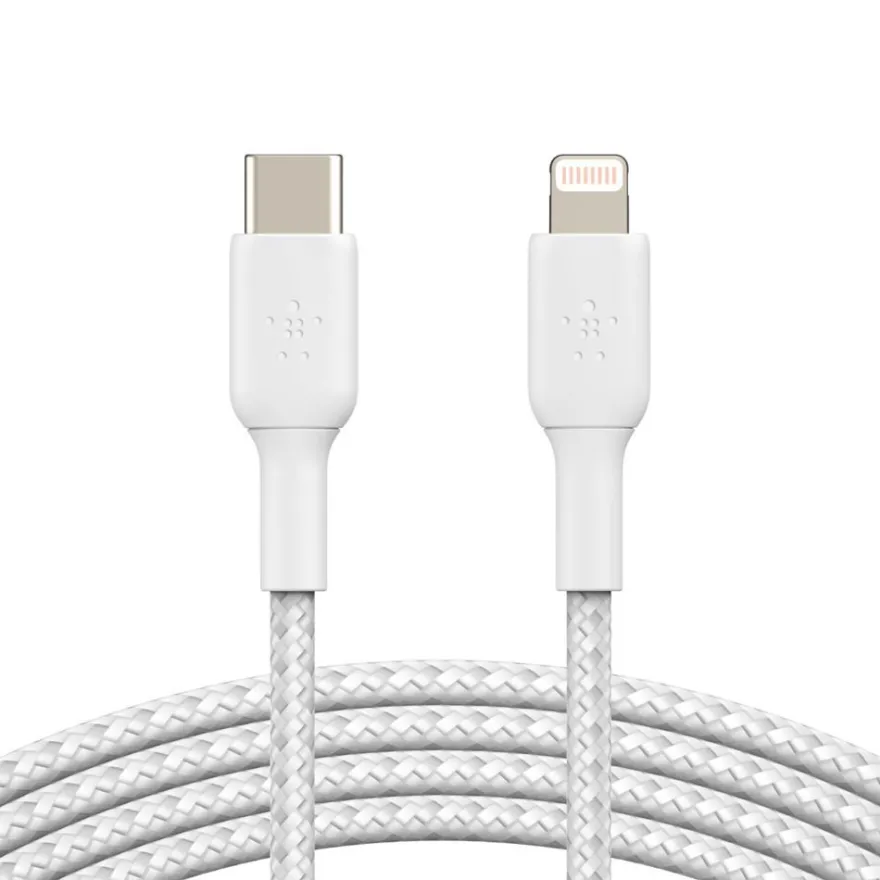 Belkin Lightning/USB-C Kabel ummantelt mfi 2m weiß