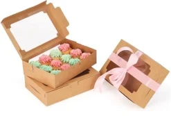 BELLE VOUS Cupcake-Boxen mit Sichtfenster - 20er Set 20×13×5 cm