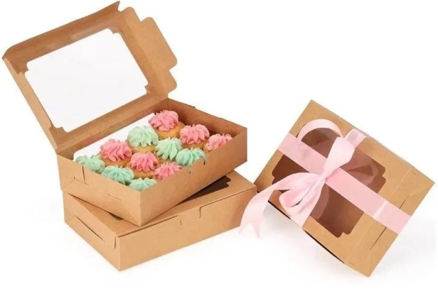 BELLE VOUS Cupcake-Boxen mit Sichtfenster - 20er Set 20×13×5 cm