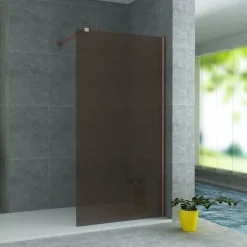 Belvit Duschwand Duschabtrennung Bronze mit Kupferprofil 8mm 90x200cm