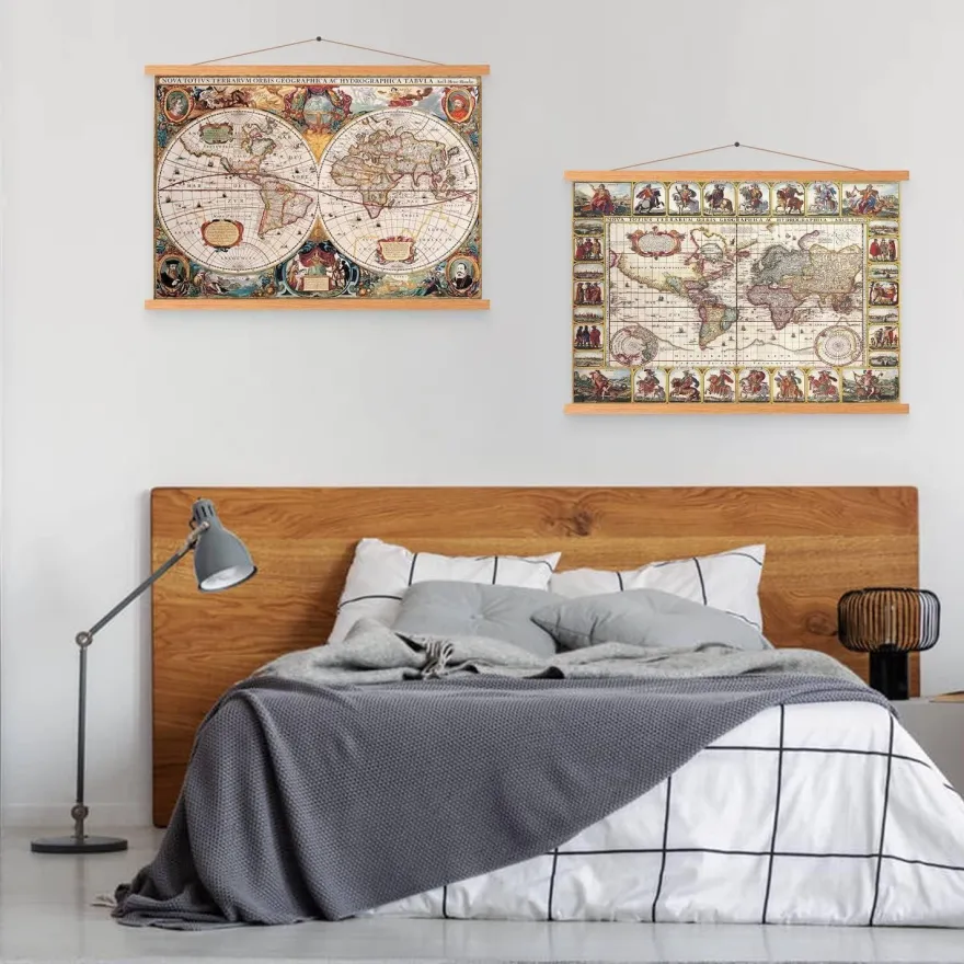 Benjia Magnetische Posterschiene aus Teakholz, 35cm, 2er Pack - Einfache und