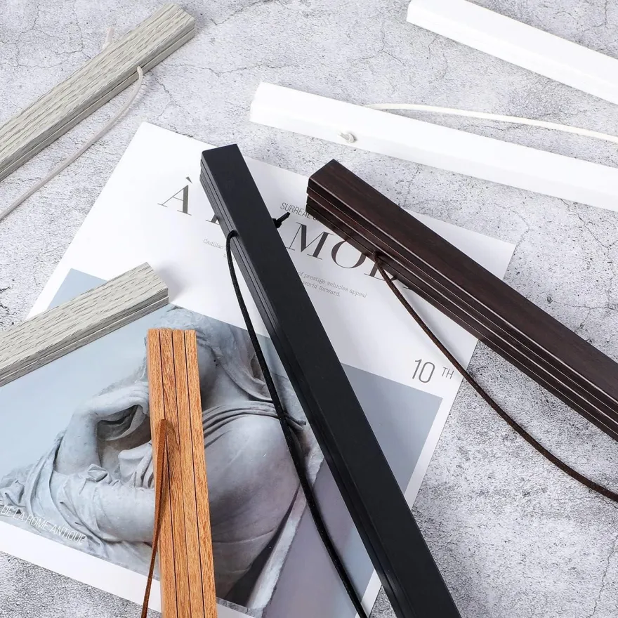 Benjia Magnetische Posterschiene aus Teakholz, 35cm, 2er Pack - Einfache und