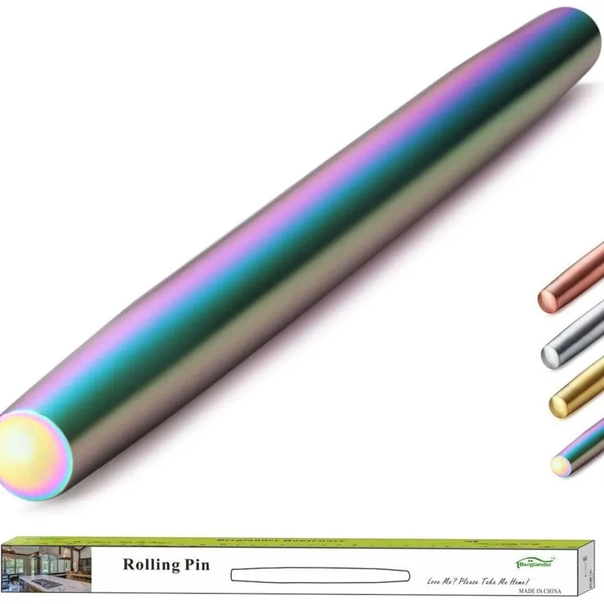 Berglander Teigroller 42cm aus Edelstahl mit Regenbogen Titanbeschichtung für