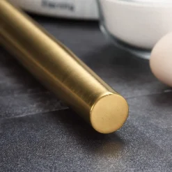 Berglander Teigroller 42cm Edelstahl Nudelholz mit Gold Titan Beschichtung für