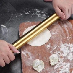Berglander Teigroller 42cm Edelstahl Nudelholz mit Gold Titan Beschichtung für