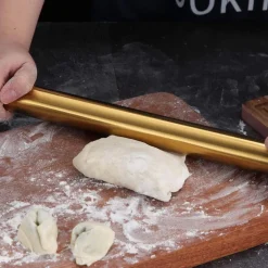 Berglander Teigroller 42cm Edelstahl Nudelholz mit Gold Titan Beschichtung für