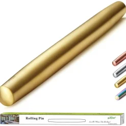 Berglander Teigroller 42cm Edelstahl Nudelholz mit Gold Titan Beschichtung für