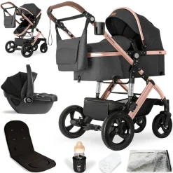 Bergsteiger Nizza 3 in 1 Kinderwagen Babyschale und Isofix Station optional