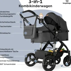 Bergsteiger Nizza 3 in 1 Kinderwagen Babyschale und Isofix Station optional