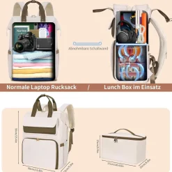 Bertasche Damen Laptop Rucksack 15,6 Zoll mit isolierter Kühltasche, 2-in-1