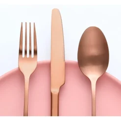 Bestdin Besteck Set 24-teilig Roségold Matt für 6 Personen, Edelstahl Essbesteck