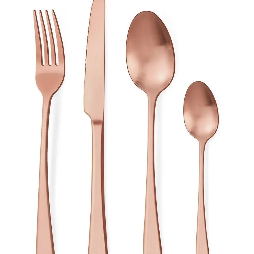 Bestdin Besteck Set 24-teilig Roségold Matt für 6 Personen, Edelstahl Essbesteck