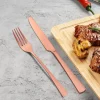 Bestdin Besteck Set 30-teilig Roségold Matt für 6 Personen, Edelstahl Essbesteck