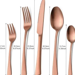 Bestdin Besteck Set 30-teilig Roségold Matt für 6 Personen, Edelstahl Essbesteck