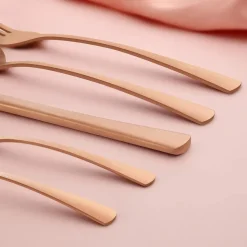 Bestdin Besteck Set 30-teilig Roségold Matt für 6 Personen, Edelstahl Essbesteck