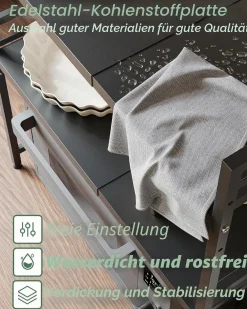 Best For Home Mikrowellenablage - Ausziehbares Küchenregal 40-60 cm mit 2 Ebenen
