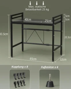 Best For Home Mikrowellenablage - Ausziehbares Küchenregal 40-60 cm mit 2 Ebenen
