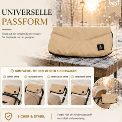 Best For Kids Kinderwagen Handwärmer - Universell, Wasserdicht & Kuschelig, Winter