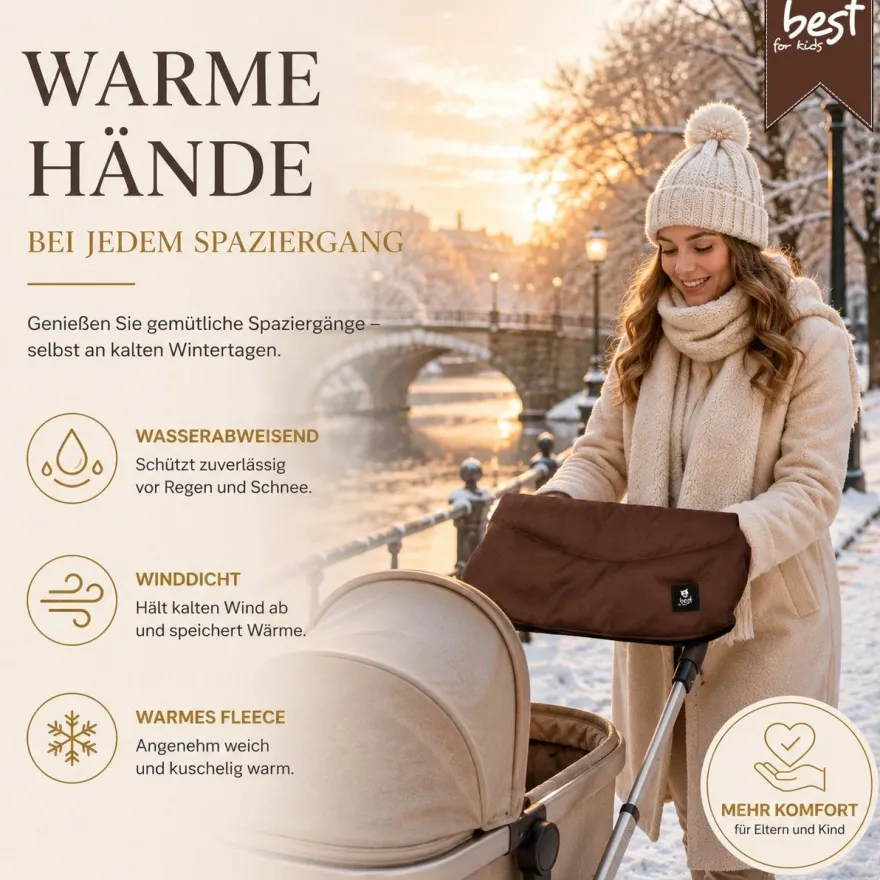 Best For Kids Kinderwagen Handwärmer - Universell, Wasserdicht & Kuschelig, Winter