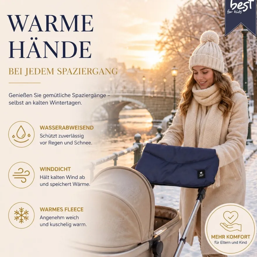 Best For Kids Kinderwagen Handwärmer - Universell, Wasserdicht & Kuschelig, Winter