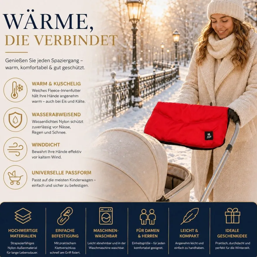 Best For Kids Kinderwagen Handwärmer - Universell, Wasserdicht & Kuschelig, Winter